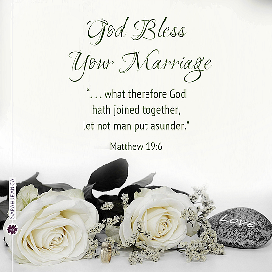 Free SarahJean, Wedding eCard, Entitled: Joined Together. Image of: White wedding flowers and sparkles.