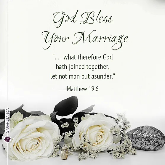Free SarahJean, Wedding eCard, Entitled: Joined Together. Image of: White wedding flowers and sparkles.