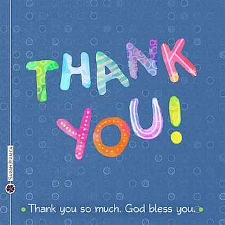 Free SarahJean Thank You eCard with a Christian message entitled 'Thank You So Much'. Image of  colourful Thank You words.