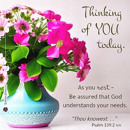 Free SarahJean Get Well eCard with a Christian message entitled 'As You Rest'. Image of bright pink flowers and greenery in a colourful vase.