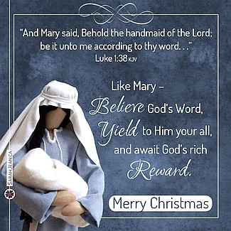 Free SarahJean Christmas eCard with a Christian message entitled 'Rich Reward'. Image of Mary holding baby Jesus.