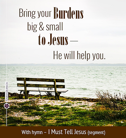 Free SarahJean Songs of the Soul eCard with a Christian message entitled 'He Will Help You. Image of a wooden bench on a hill over looking the water.